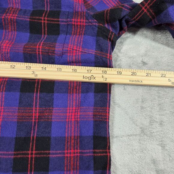 LL Bean Top Womens Small Purple Scotch Plaid Slightly Fitted Button Up Flannel - Picture 5 of 6
